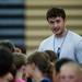 Former University of Michigan player Zack Novak talks to a group of youth basketball camper at Dexter High School on Tuesday, July 9. Daniel Brenner I AnnArbor.com